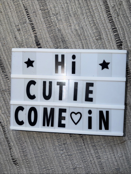 Other - White Lightbox Sign with Black Letters - Hi Cutie Come In